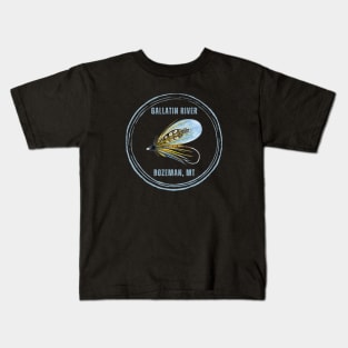 Gallatin River in Bozeman Montana Fly Fishing Shirt. Kids T-Shirt